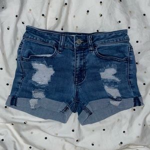 pacsun super stretch shortie jean shorts